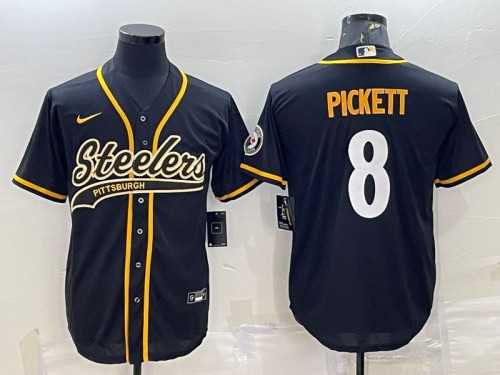 Men%27s Pittsburgh Steelers #8 Kenny Pickett Black With Patch Cool Base Stitched Baseball Jersey->seattle seahawks->NFL Jersey